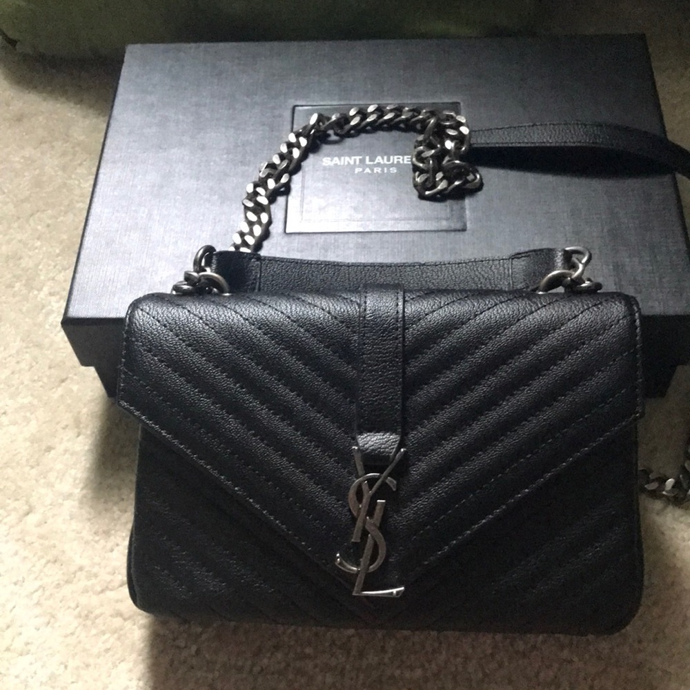 YSL v flap small bag black